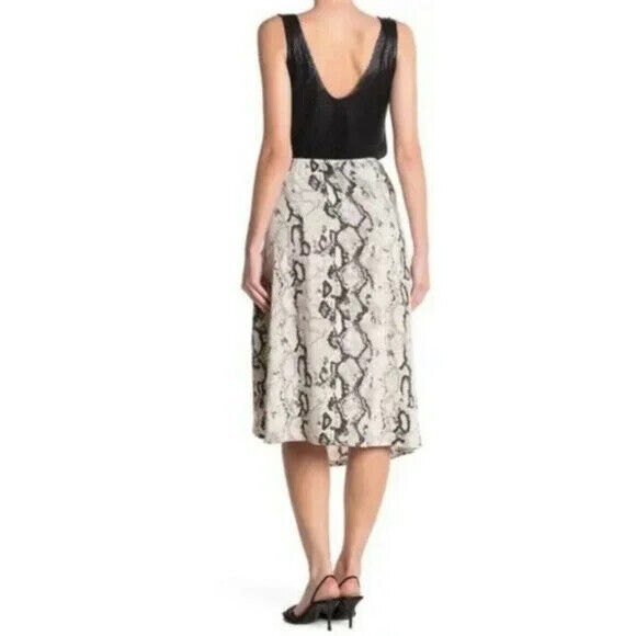 Laundry By Shelli Segal Printed D Ring Midi Skirt Womens S Grey Raven Python NWT - Picture 3 of 9